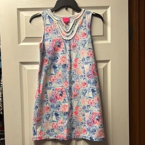Lilly Pulitzer Sea Blue and Coral Print Shirt NWT